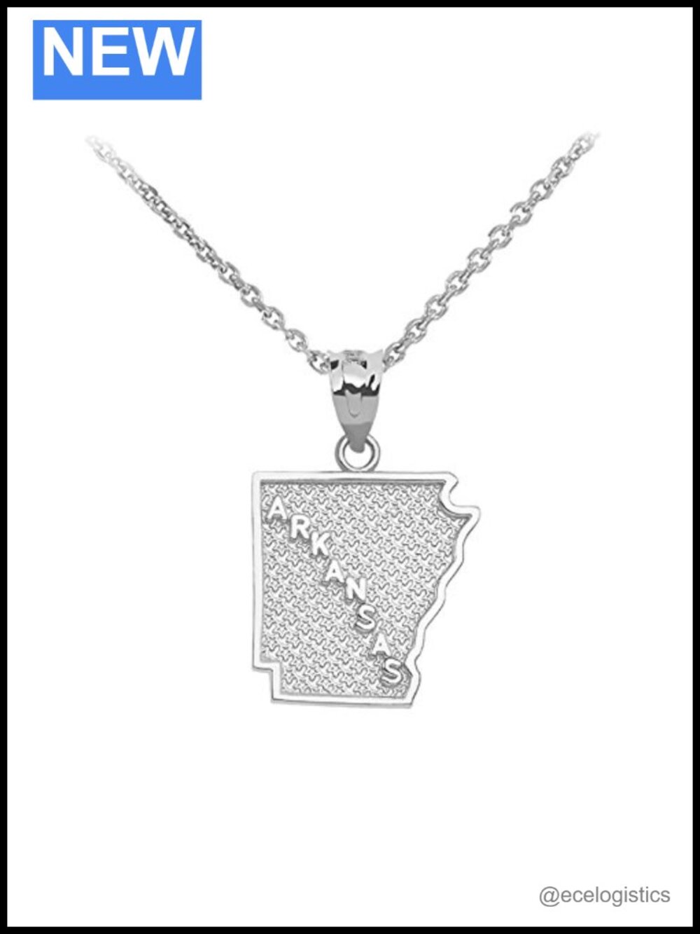 Arkansas State Map Pendant Necklace in 925 Sterling Silver